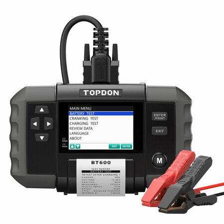 TOPDON Battery, Charging System, and Cranking System Analyzer with BuiltIn Printer BT600